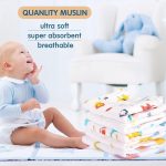 10 Pieces Baby Burp Cloth 10 x 20 inches 6 Layer Soft Absorbent Muslin Newborn Towel for Baby Shower Machine Washable, for Sensitive Skin Baby (Animal Pattern) - Image 2